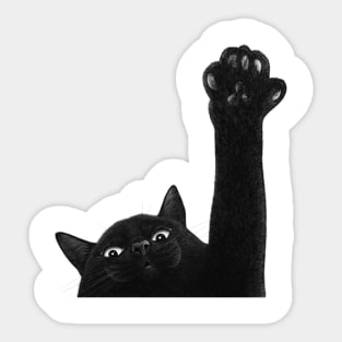 Black cat with paw Sticker